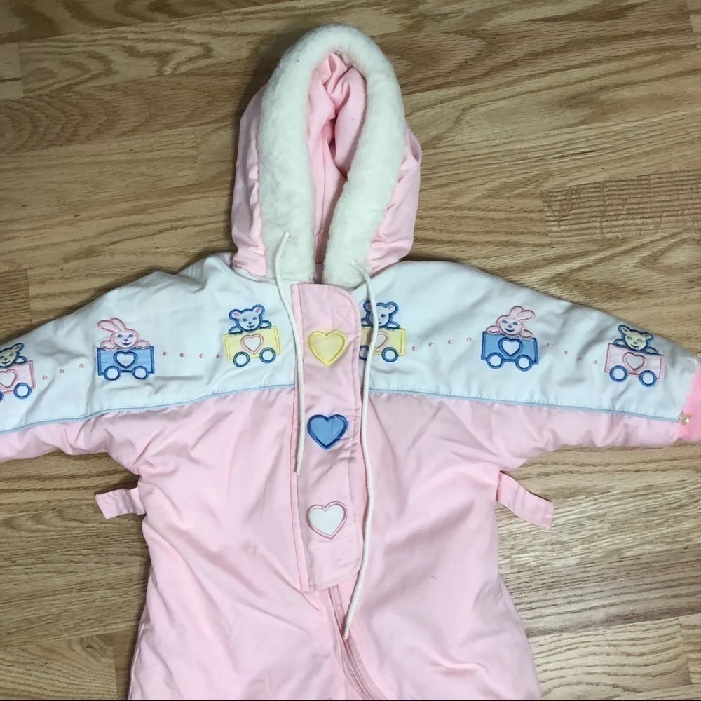 Vintage Tidykins Kids Snowsuit Quilted Puffer 18 Months Bunting 90s 80s Hooded